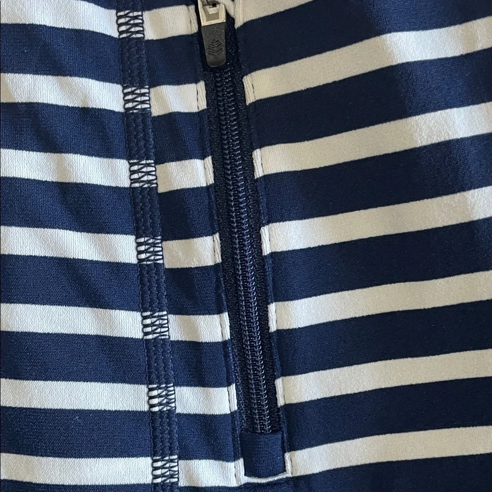 Coolibar Blue and White Striped Long-Sleeve Rash Guard - Picture 9 of 14